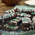 mint biscotti on platter