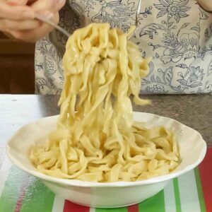 Displaying Homemade Noodles In Chicken Broth