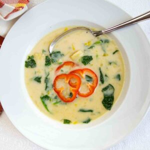 Warm and creamy and healthier than chicken soup, Cream of Spinach Soup with Potatoes may be your new comfort food!