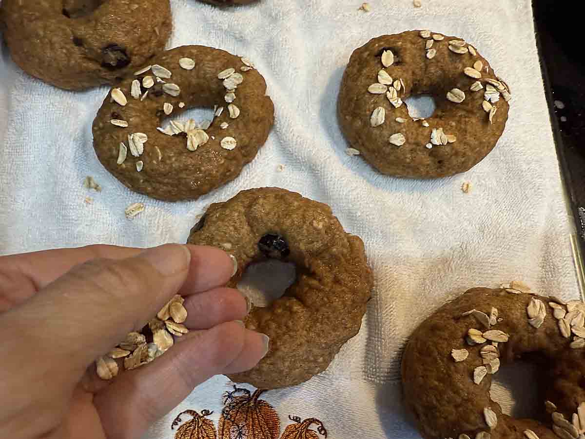 drain on towel, sprinkle with oatmeal