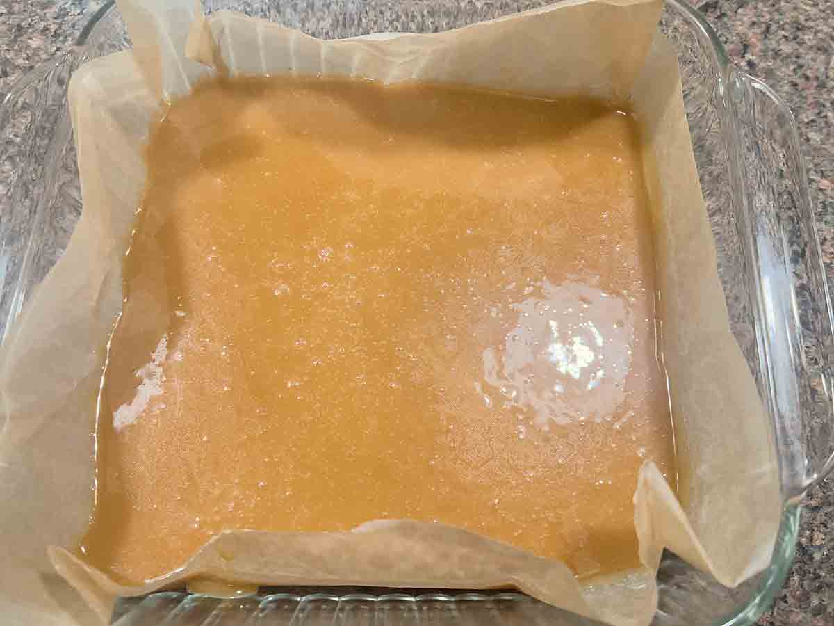 pour into parchment lined pan