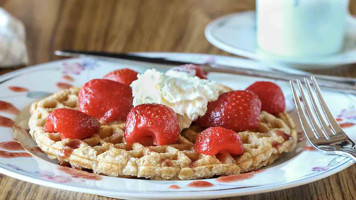 Whole Wheat Waffles with strawberries