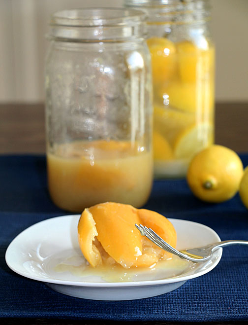 Preserved lemon on plate