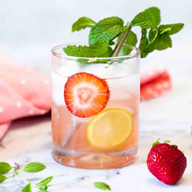 Strawberry rhubarb shrub
