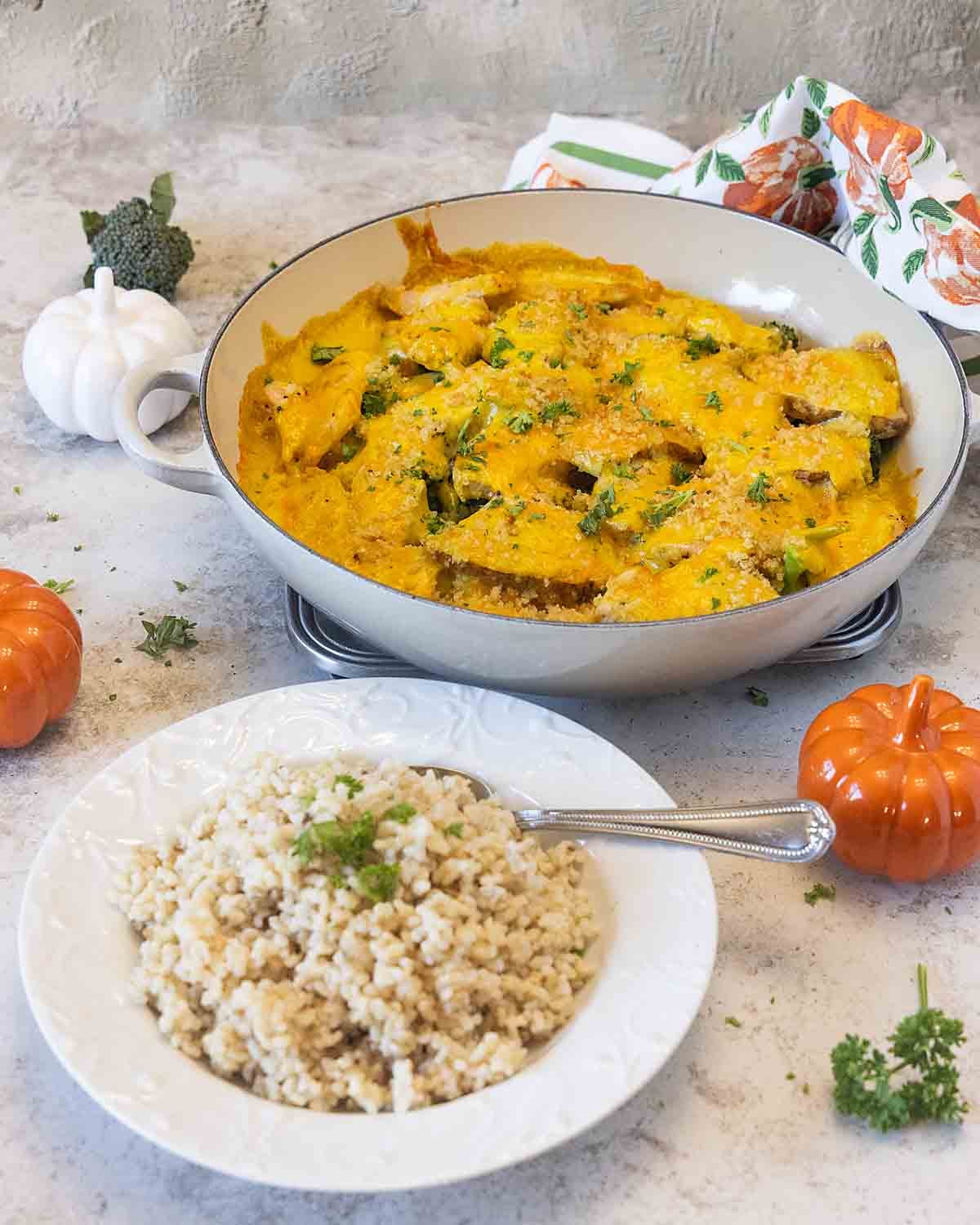 Chicken Divan with rice