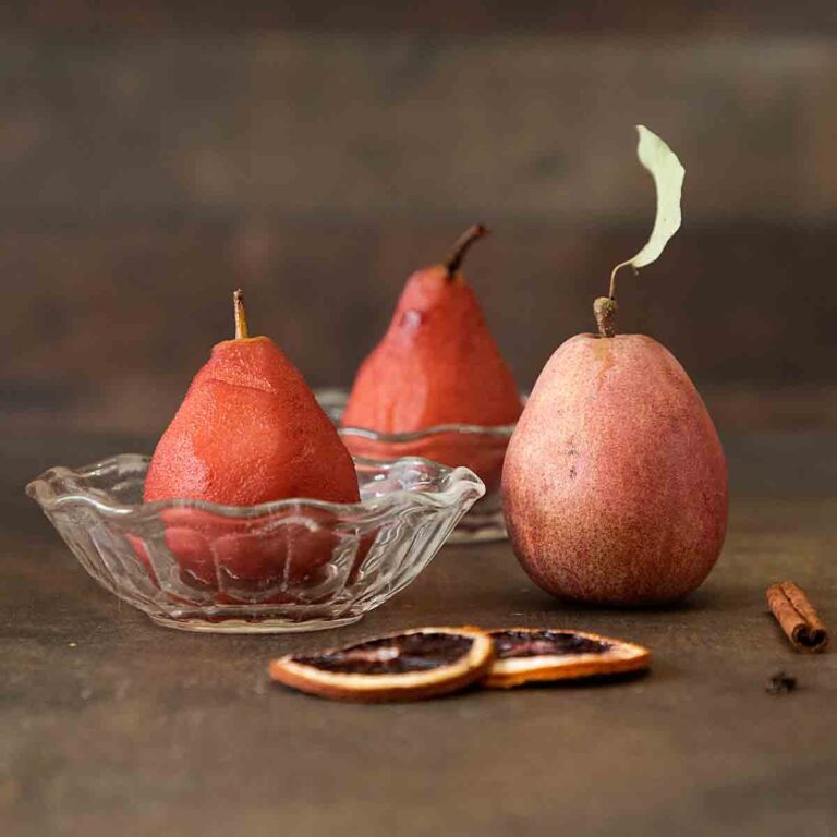 wine poached pears