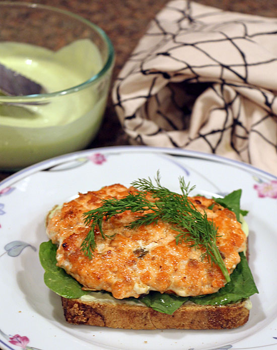 Salmon Burger Served