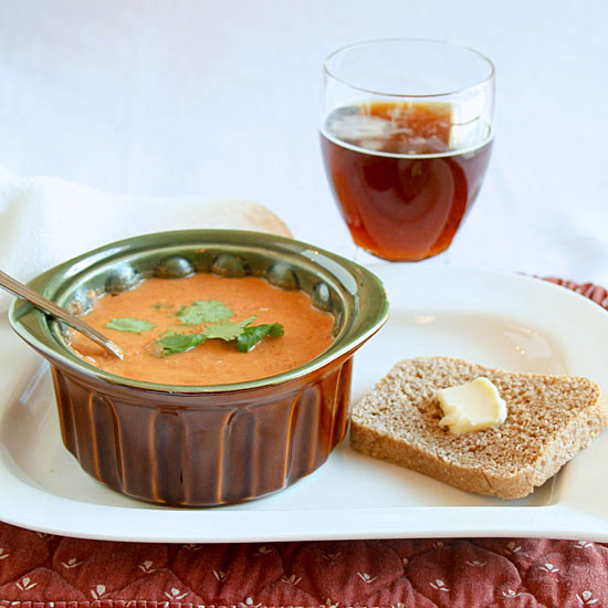 Tomato Stilton Soup with bread