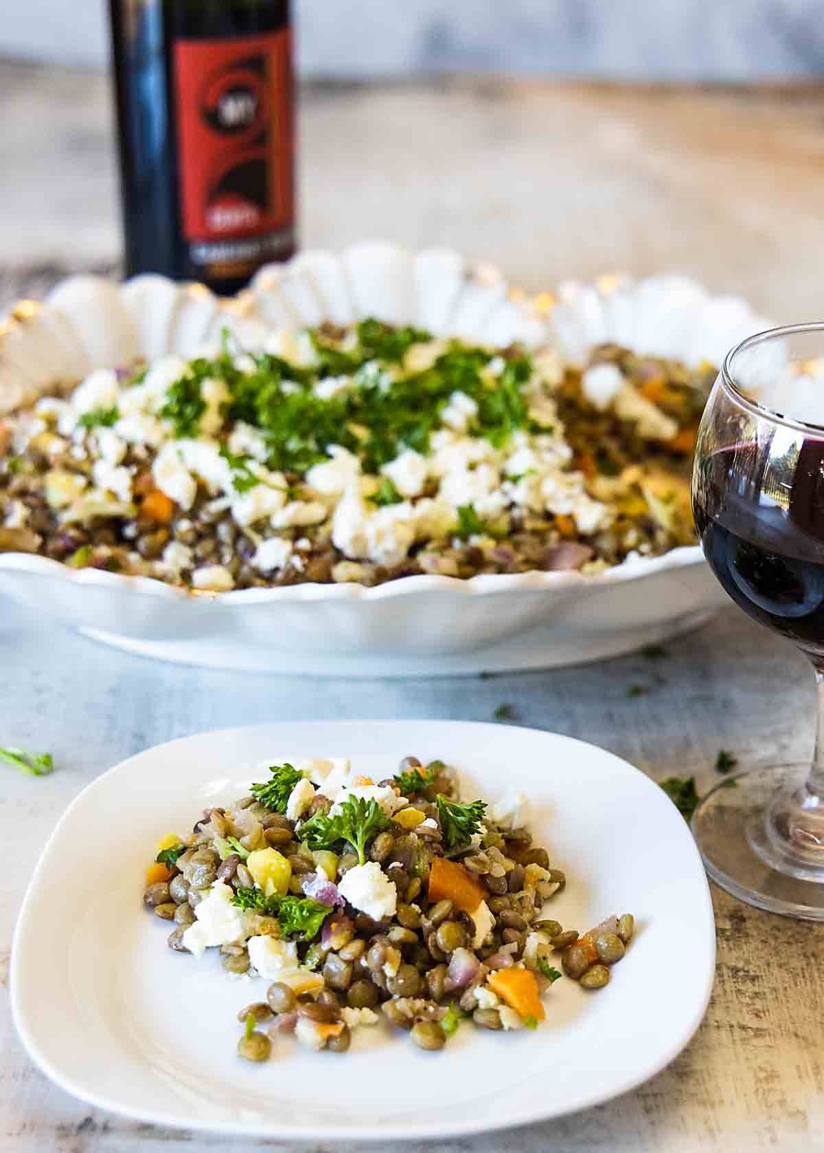 french lentil salad served