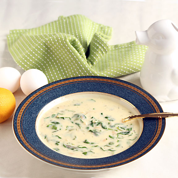 Egg Lemon Soup on table