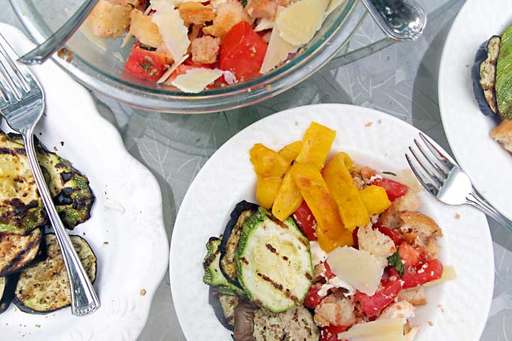 Grilled Vegetable, Bread & Tomato Salad (Panzanella)