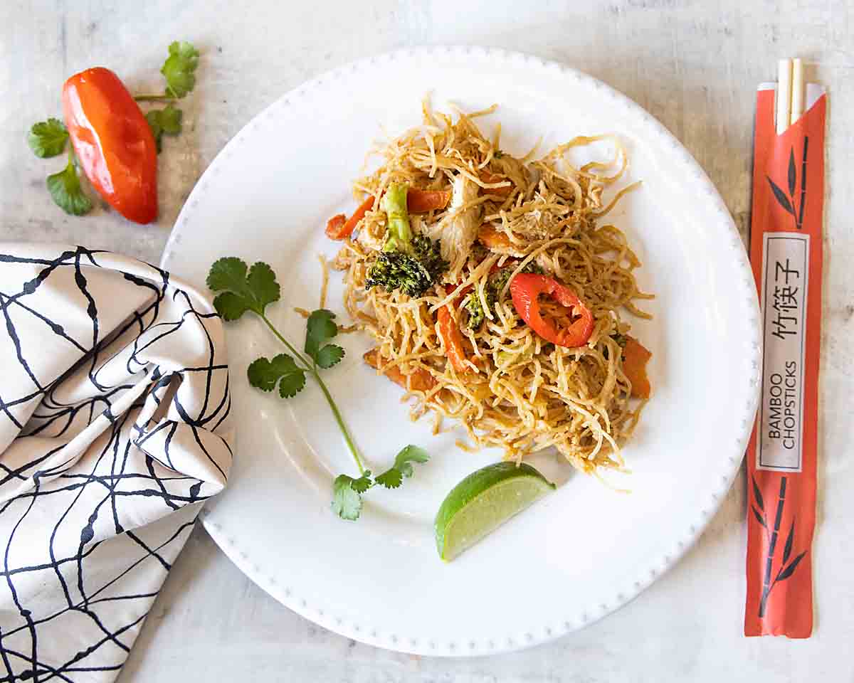 Spicy Peanut Noodles, Plated