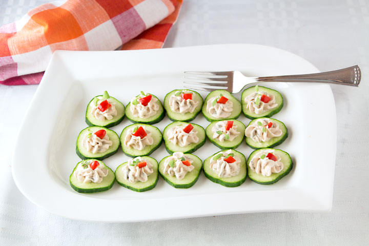 Salmon Mousse on Cucumber Slices