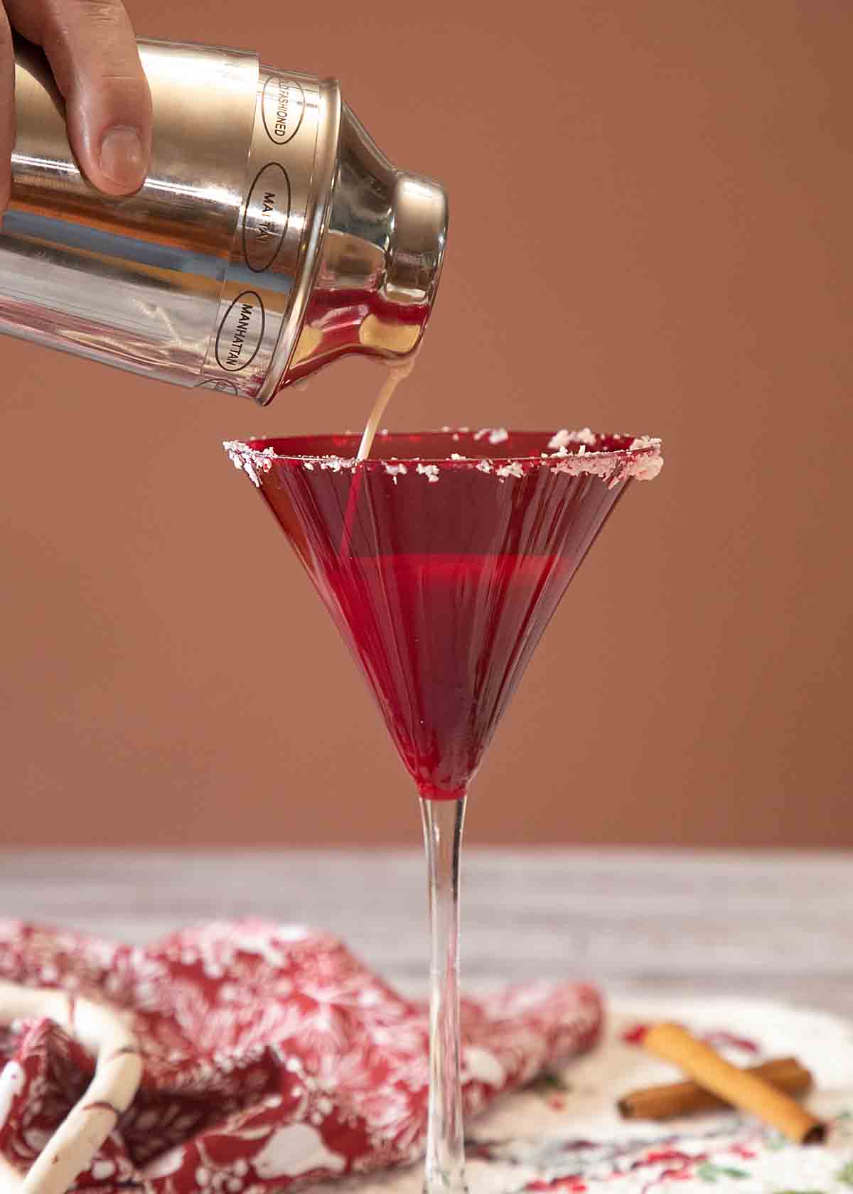 pour into martini glass