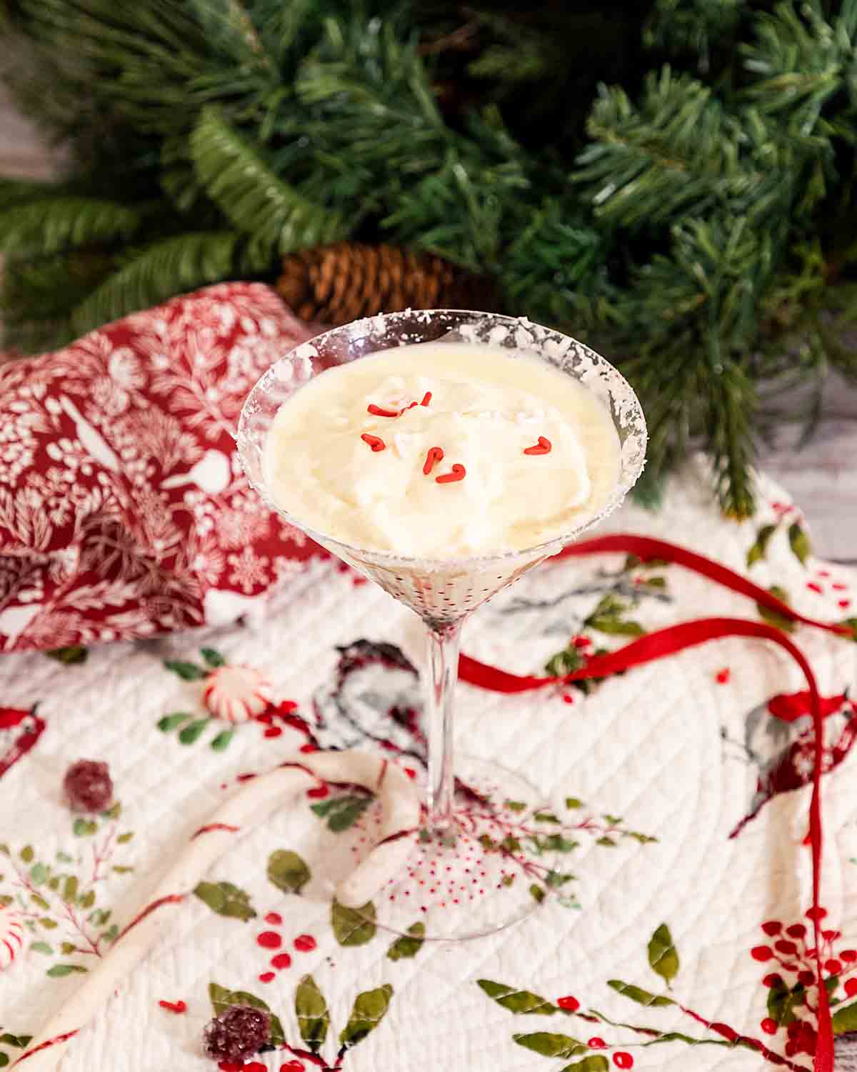 Candy Cane Martini For Christmas Cocktail Glasses, Christmas Martini Glass