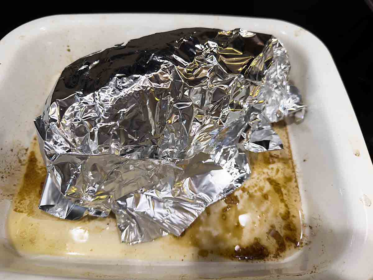 cover with foil and continue cooking