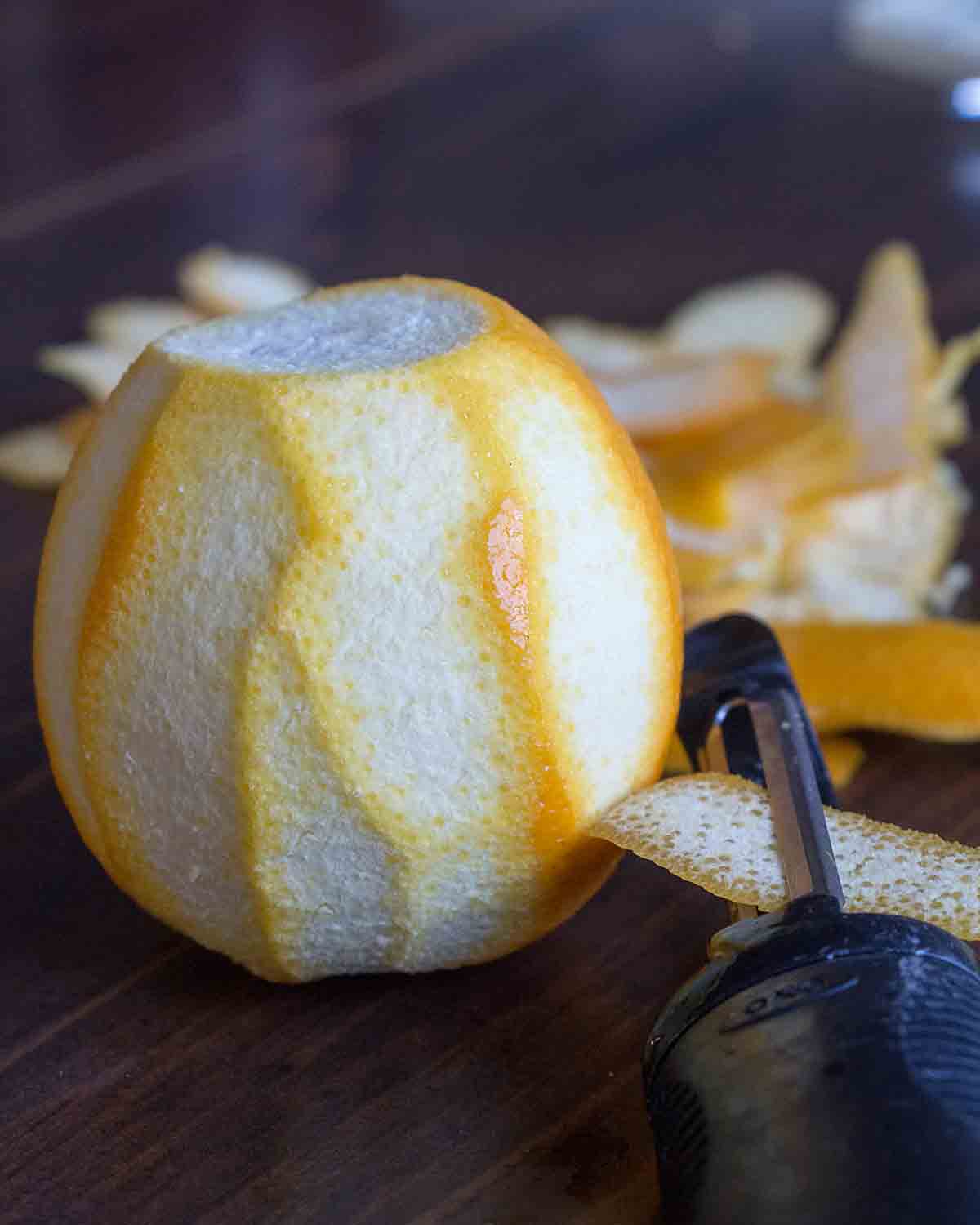 cut off dark orange peel