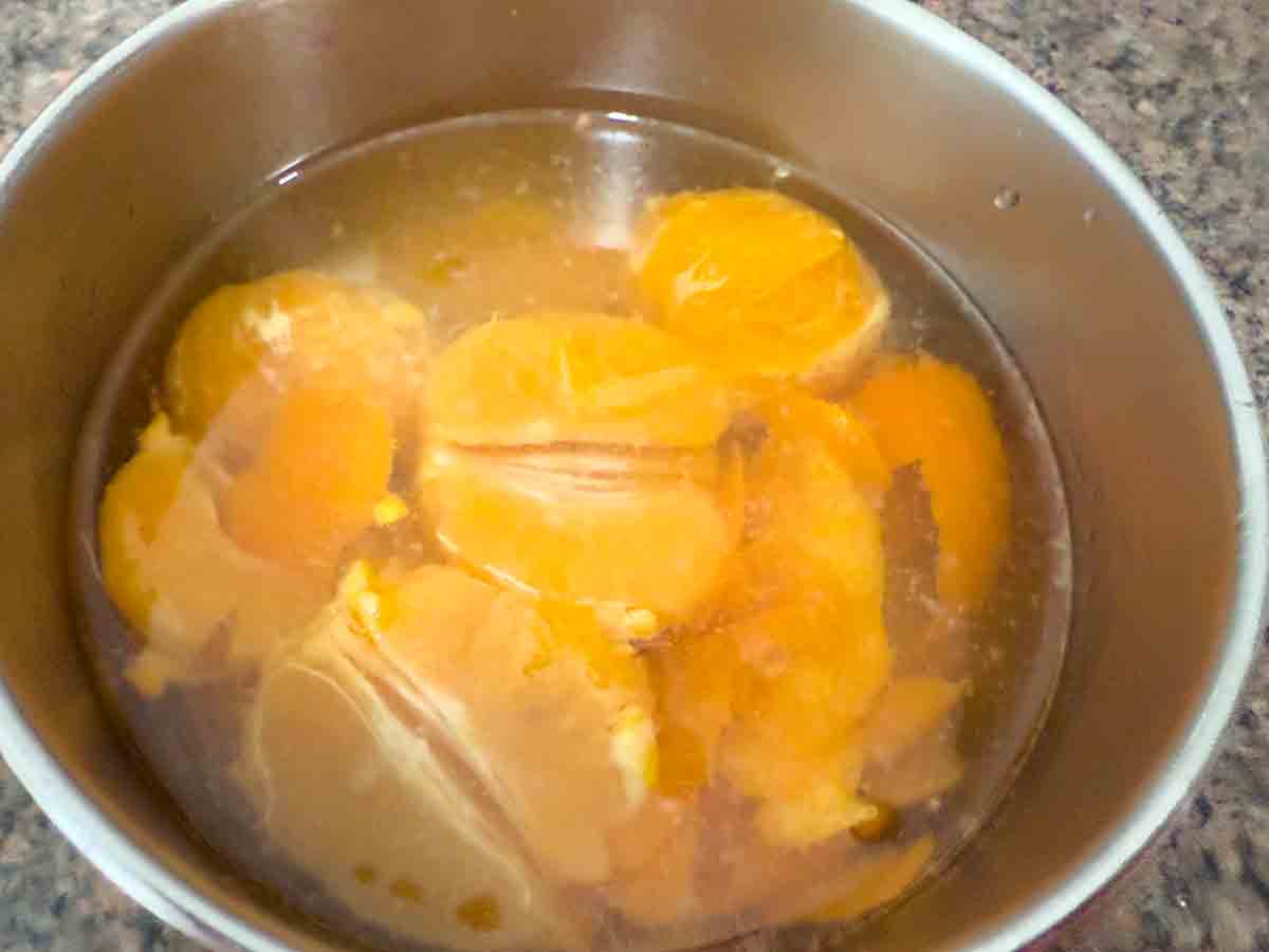boil orange peel and flesh