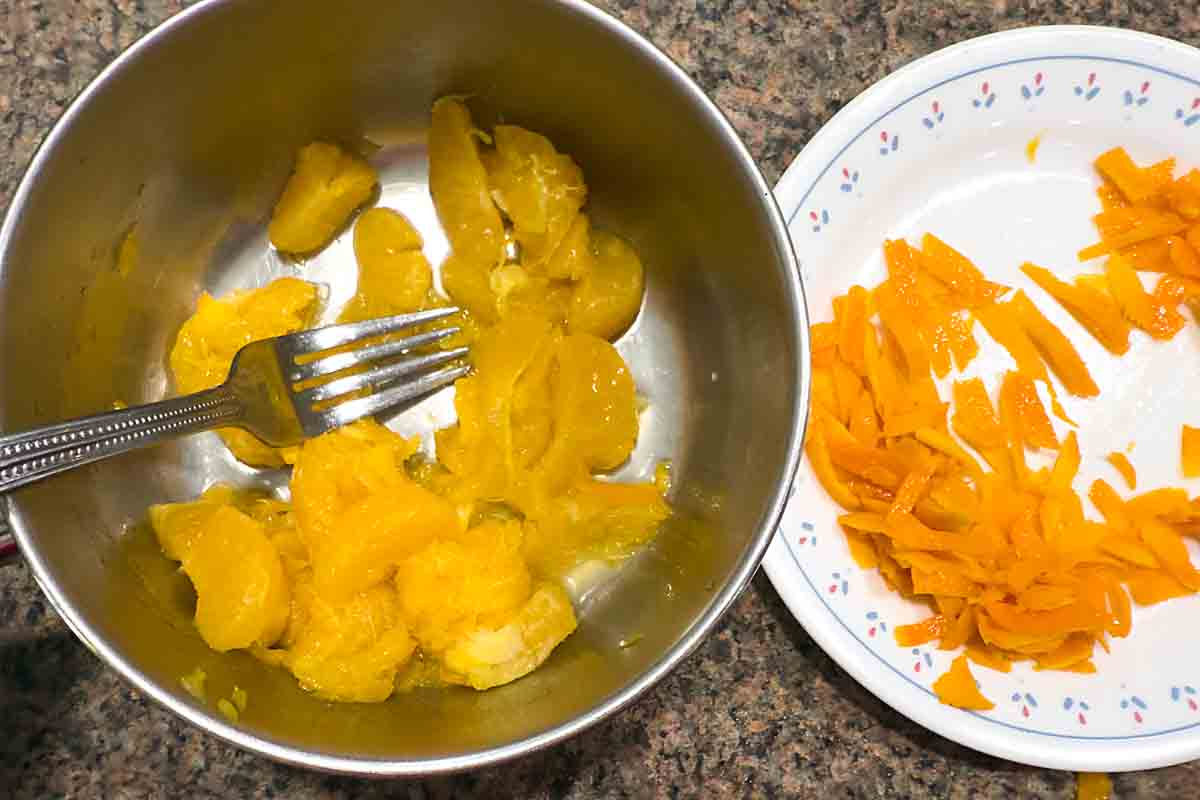 mash orange and julienne peel