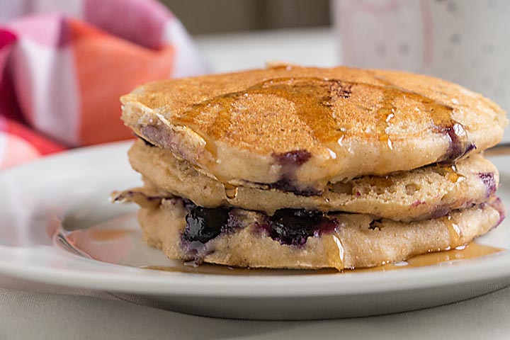 Fluffiest whole wheat buttermilk pancakes! White whole wheat flour takes the “wheat-y” taste down & whole wheat pastry flour adds tenderness. Mmmm!