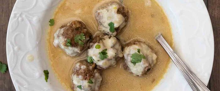 Greek Meatballs in Egg Lemon Broth (Avgolemono)