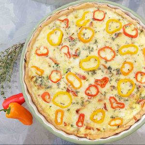 With the flavor & vibrant color of mini-peppers, plus tasty spinach & cheese, Mini-Pepper & Spinach Quiche is perfect for brunch--or for dinner.