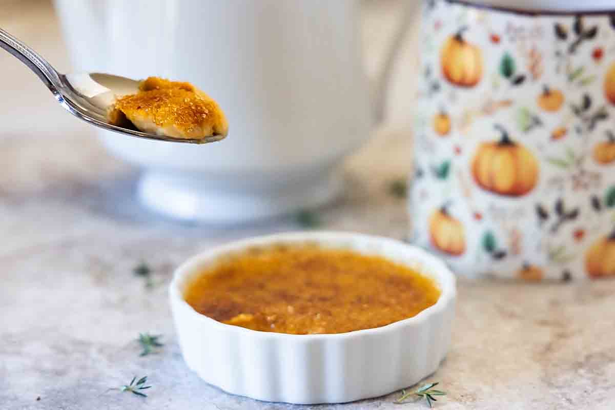 a bite of pumpkin creme brulee