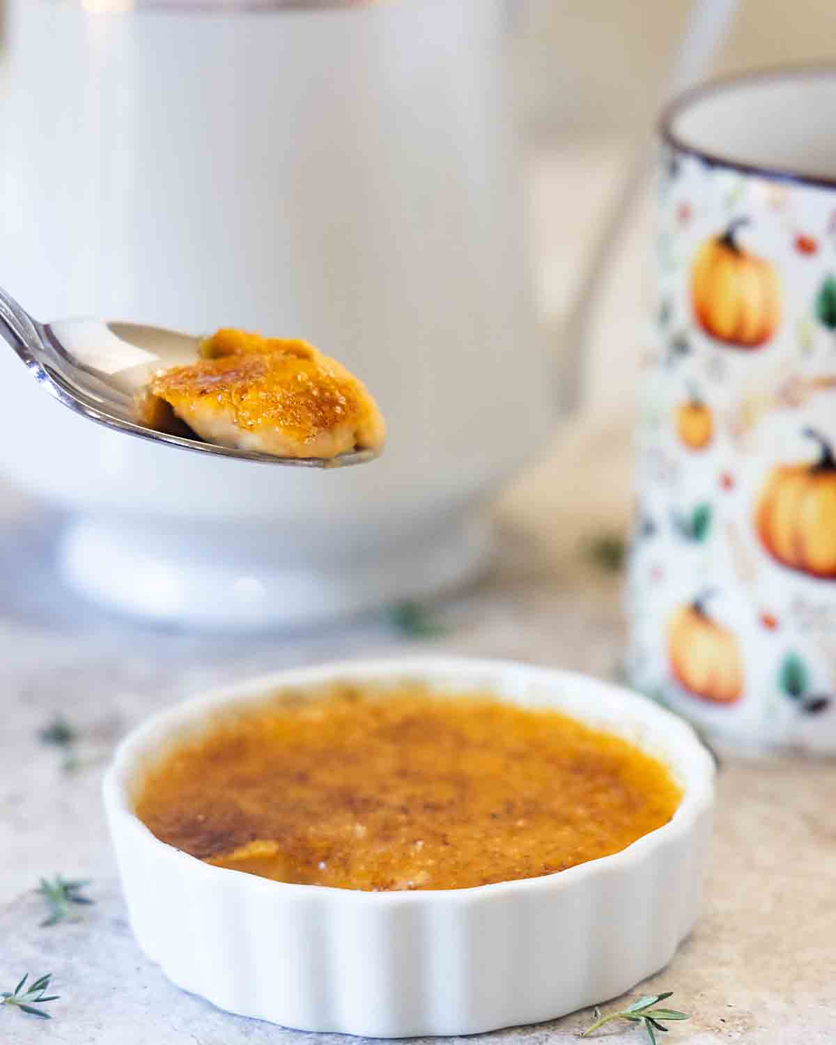 a bite of pumpkin creme brulee