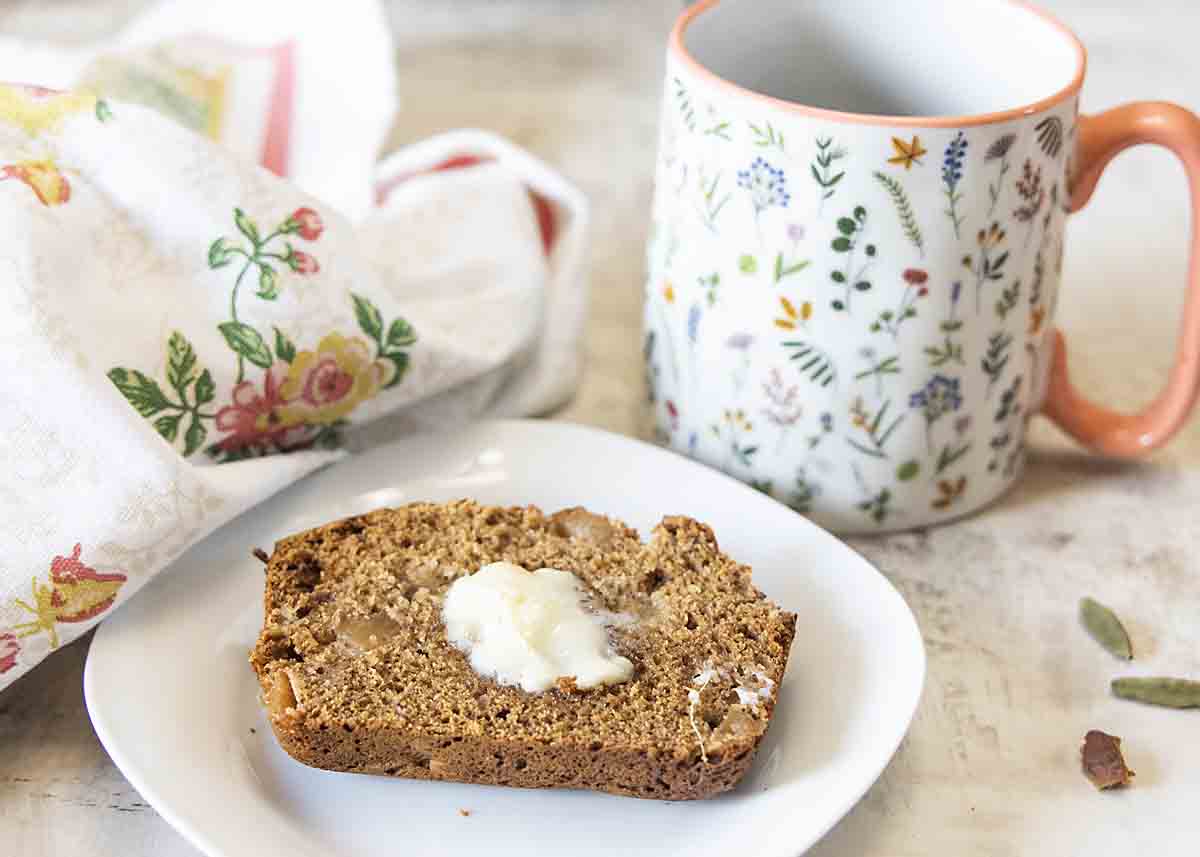 pear bread with coffee