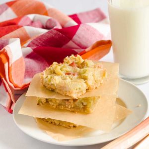 Rhubarb Crack bars are easy to make with a sweet tart flavor that is addictively delicious.  Rhubarb season is short--make them while you can!