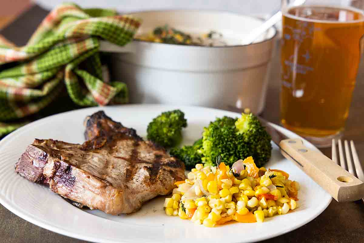 Confetti Corn served with pork and broccoli