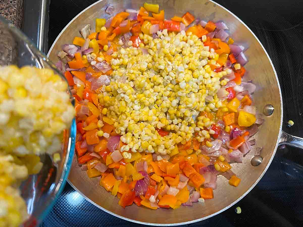 add corn, salt, pepper