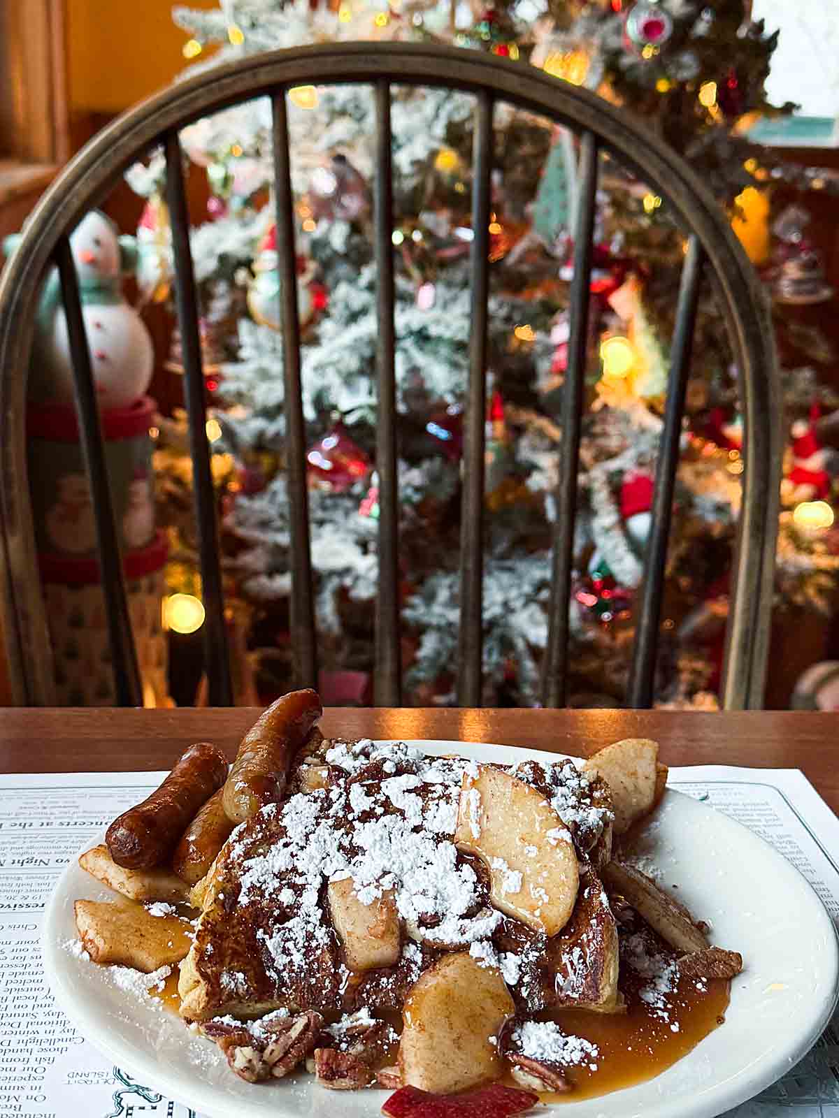 Caramel apple french toast in restaurant