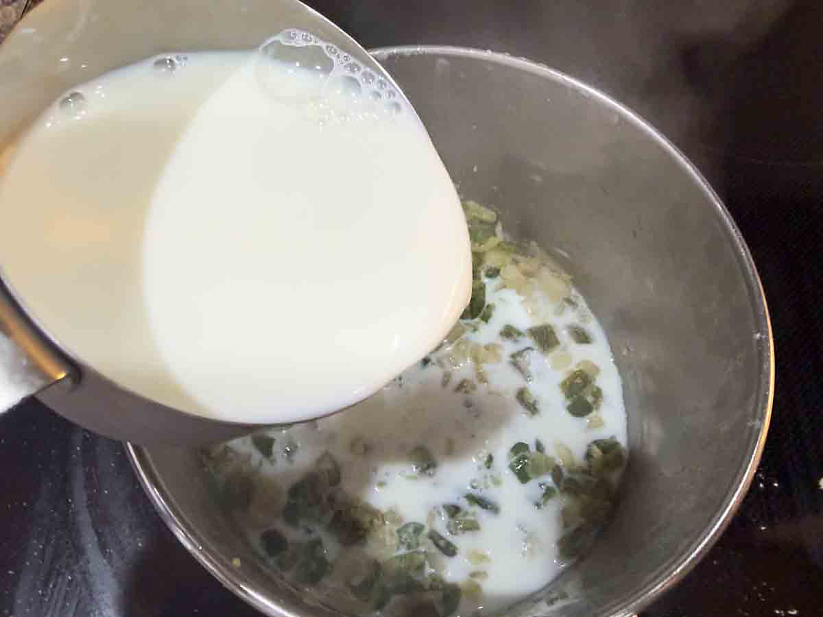stir in milk