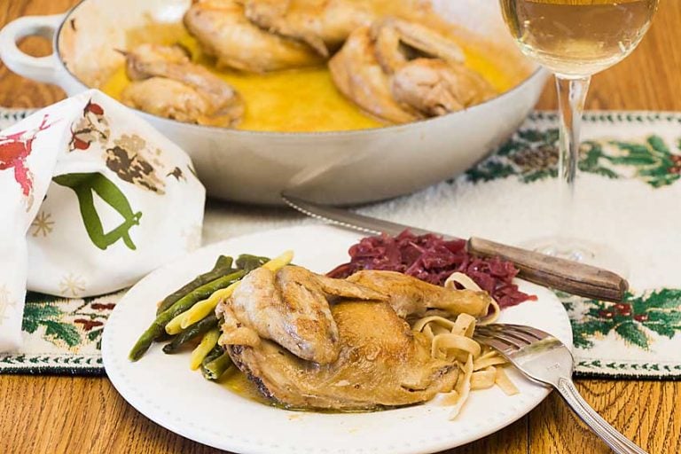 With a rich creamy sauce, lightly flavored with apple, Cider Cornish hen is perfect for a small dinner party or special family dinner.