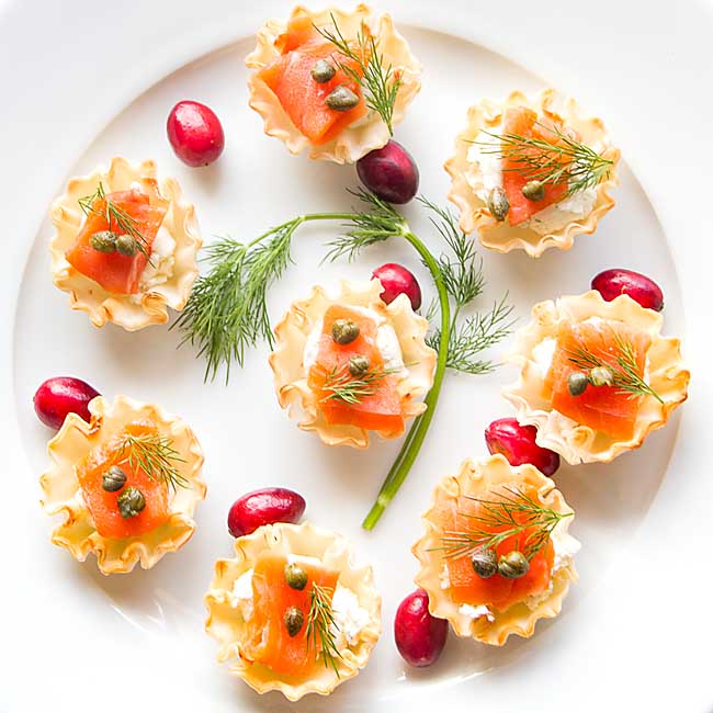 Herbed Goat Cheese and Smoked Salmon Phyllo Cups