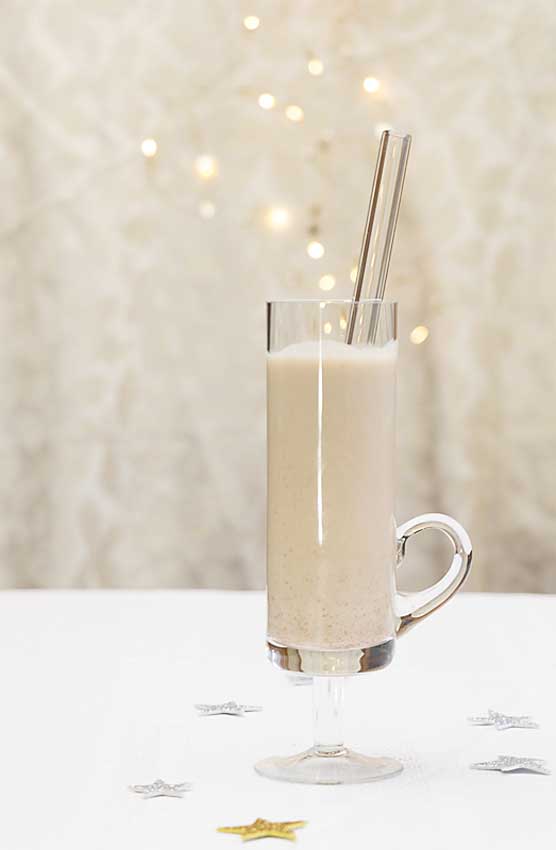 Coquito, Coconut eggnog, a blend of coconut, sweetened condensed & evaporated milks. Egg optional. ‘Cause one kind of eggnog is never enough.
