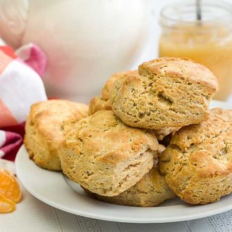 Made with healthy white whole wheat flour, you don't have to worry about eating a fun comfort food like white whole wheat biscuits anymore.