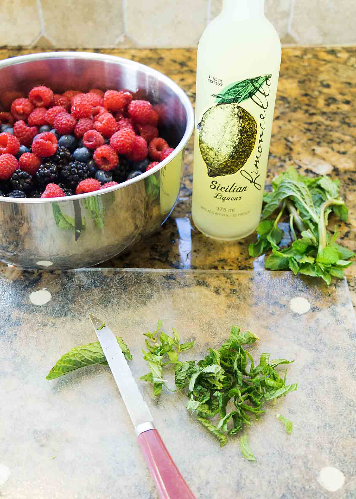limoncello, mint and berries