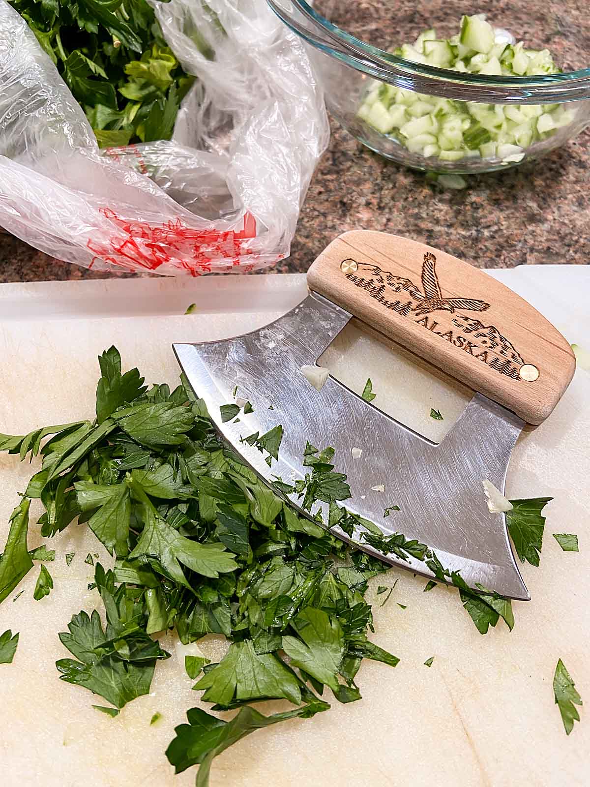 Bowl-Board Cutting Board, Double Sided Cutting Board with Cutting Board on  one side, Bowl on the Other, Alaskan Ulu Chopping Bowl-Board