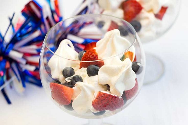 Red White and Blueberry Parfait with Meringue Stars