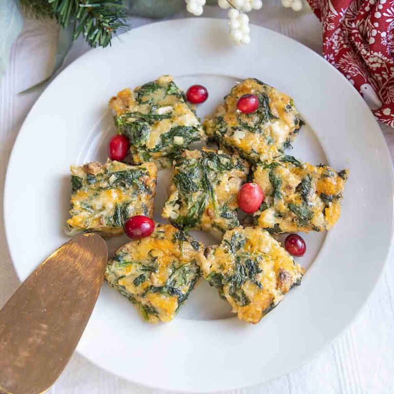 Cheesy spinach squares