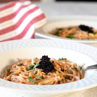 Sleek, flavorful and indulgent (but not as much as you think), Pasta with Vodka Caviar Sauce is a quick and easy entree.  Who needs to feel special? 