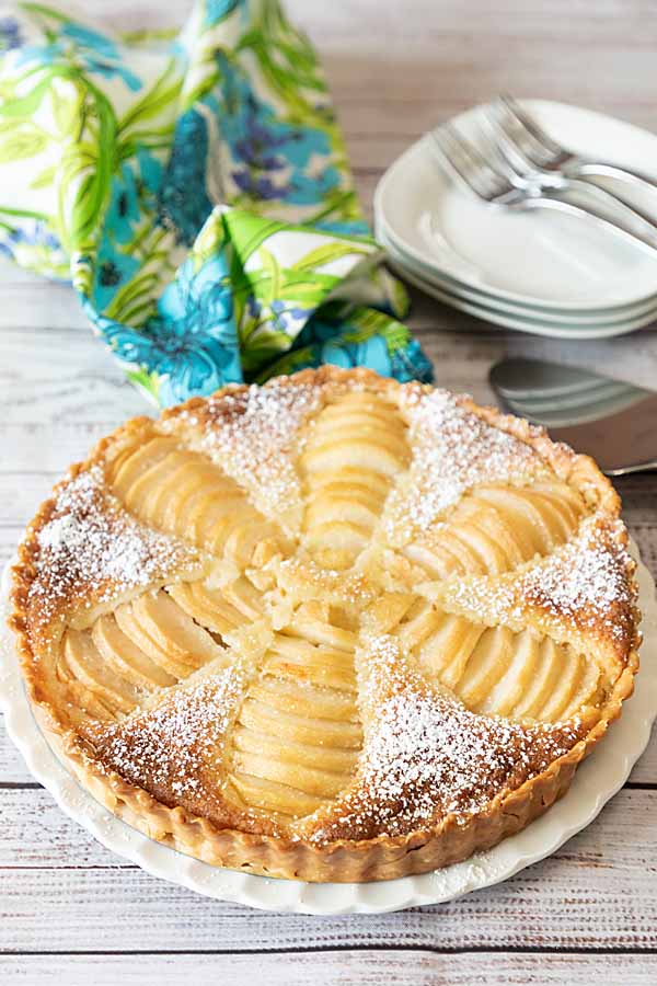 pear and apricot frangipane tart