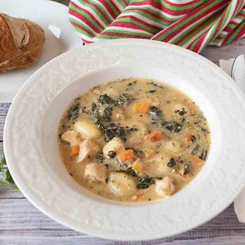 One Pot Chicken Gnocchi Kale Soup