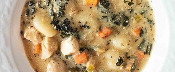 One Pot Chicken Gnocchi Soup with Kale
