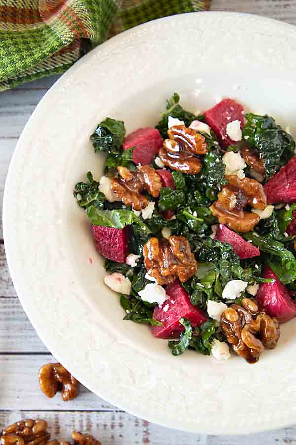 Kale Feta Salad with Candied Walnuts, Beets Optional – Art of Natural ...