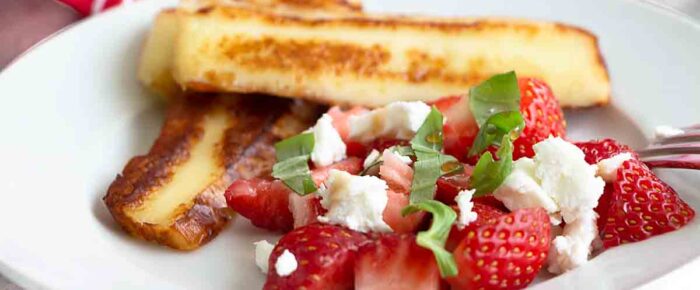Finnish Bread Cheese with Strawberry Salsa