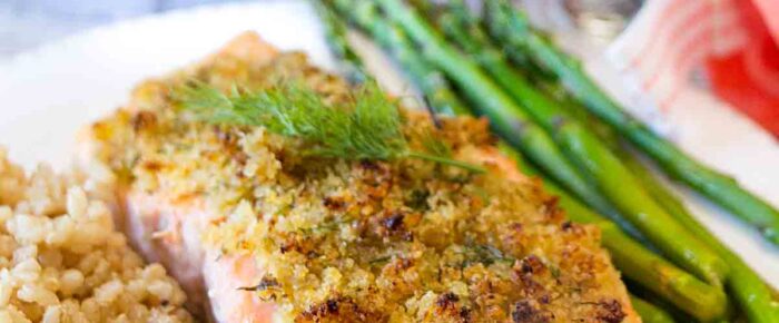 Horseradish Crusted Salmon with Asparagus