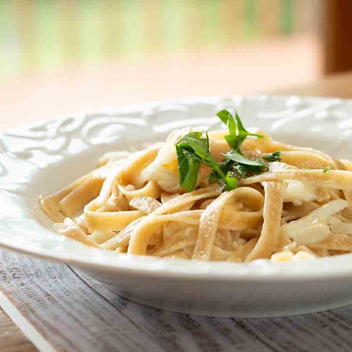 Sneaky Kohlrabi & Cheese Fettuccini